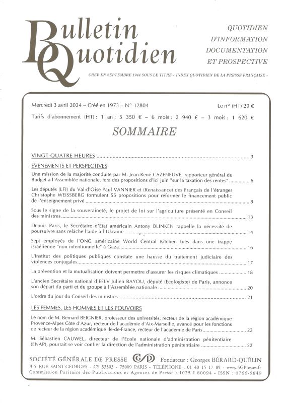 BULLETIN QUOTIDIEN