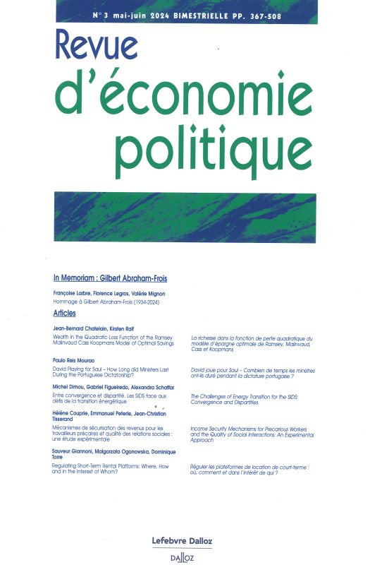 REVUE D'ECONOMIE POLITIQUE